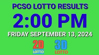 2pm Lotto Results Today September 13, 2024 ez2 swertres 2d 3d pcso