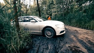 AUDI A6 едет через БОЛОТО вместе с TOYOTA LC 200 , Pajero Sport , Nissan Patrol , Jeep Cherokee