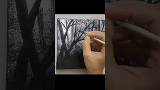 How to paint a Forest on Black Canvas | #shorts