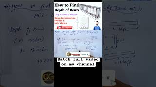 Find Depth of Beam by Thumb Rules #shorts #beamdesign #civilengineering