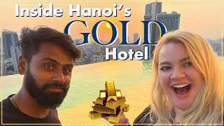 We Stayed in the WOLRD's FIRST 24-KARAT GOLD HOTEL! | Hanoi, Vietnam Travel Vlog