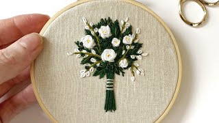 Hand embroidered custom wedding bouquet, Watch along - DIY embroidery