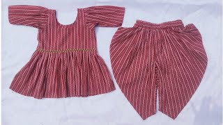 Kids top and dhoti salwar cutting & stiching| 2 years baby girl dress making