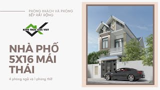 Nhà phố  5x16 2 tầng mái thái  với  4 phòng ngủ đẹp bắt mắt ở Tân Uyên , Bình Dương