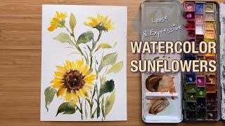 Loose & Expressive Watercolor Sunflowers