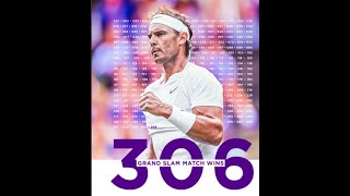 The most Grand Slam match wins in history:306 @RafaelNadal  #Wimbledon #CentreCourt100