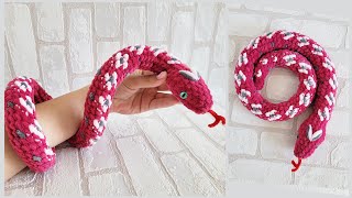 🐍Змея из плюшевой пряжи вязаная крючком🐍crochet snake🐍gehäkelte Schlange