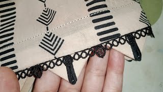 sleeves design and Daman design using piping triangle cutting and stitching