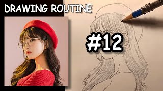 Learning how to draw portrait with the Loomis Method, step by step - Drawing Routine #12