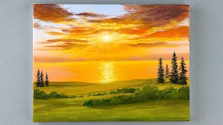 Sunset Scenery Painting / Acrylic Painting For Beginners