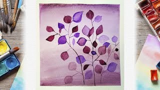 Simple Watercolor Leave Painting Using Two Colors   Illustration Ideas For Sketchbook