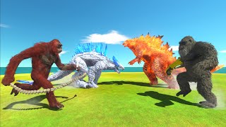 Legendary Battle - Skar King and Shimo vs King Kong and Godzilla | Animal Revolt Battle Simulator