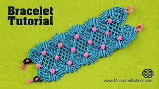 Macramé Glamour - Cuff Bracelet Tutorial by Macrame School