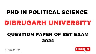 DURET QUESTION PAPER 2024 || DIBRUGARH UNIVERSITY || POLITICAL SCIENCE ||