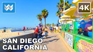 [4K] San Diego Bike Ride - Mission Beach to Pacific Beach California - Virtual Cycling Tour 🎧