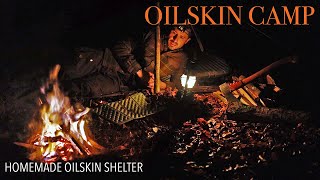 HOMEMADE OILSKIN BIVY | WINTER WILD CAMP | LAMB COOKED ON THE COALS | GREENWOOD CARVING