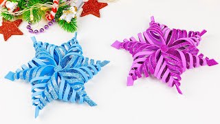 Снежинка из фоамирана ❄️ Новогодние игрушки на Ёлку своими руками ❄️ Snowflake from glitter foamiran