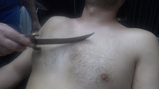 DEEP MASSAGE WITH KNIFE MASTER MURAT & CRACKS & Asmr head,chest,belly,ear,back,arm,face,nose massage