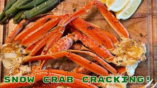 Snow Crab Cracking And Okra Eating Sounds!