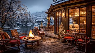 Cozy Christmas Coffee Shop Ambience 🎄 Smooth Christmas Jazz Instrumental Music with Fireplace Sounds