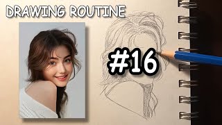 Drawing a beautiful woman in my sketchbook with the Loomis Method - Drawing Routine #16