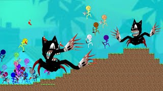 Monster Cartoon Cat vs Algicosathlon - - Algodoo Stickman Survival Race