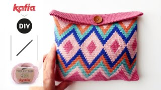 Aprende Tapestry Crochet: patrón fácil para hacer un neceser con Katia Fair Cotton