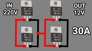 How To Make 220V To 12V 30A Battery Charger | Bridge Rectifier Circuit