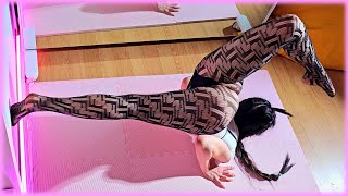 Gymnastics girl stretching demo | Wall yoga for backbend