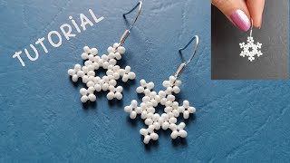 Snowflake beaded earrings tutorial for beginners