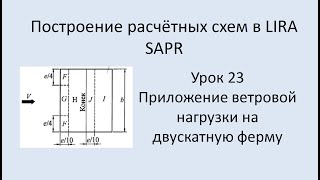 Построение расчётных моделей в Lira Sapr Урок 23 Приложение ветровой нагрузки на стропильную ферму