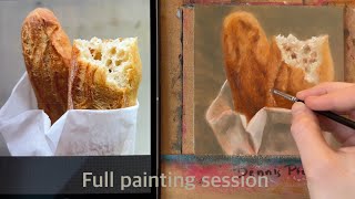 How to paint bread with oil paint. Full instructive painting demonstration.