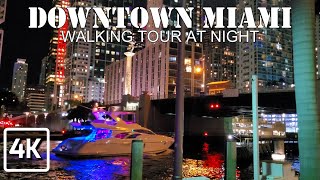 RIVERSIDE MIAMI, BRICKELL WALKING TOUR AT NIGHT JANUARY 2022 4K UHD 60FPS FLORIDA USA