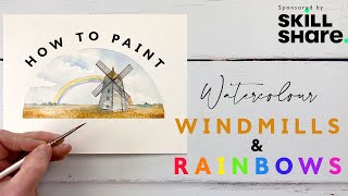 How to Paint Watercolour Windmills and Rainbows