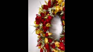 Red and Yellow Tulip Grapevine Wreath