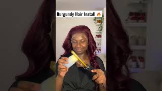 Install a burgundy wig  #shorts  #wigs