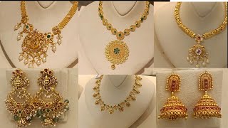 Malabar gold necklace earrings latest collection //somajiguda