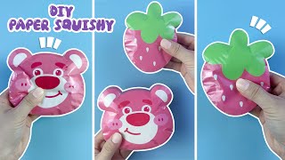 Làm Squishy Giấy 🐻 GẤU DÂU LOTSO 🍓 Không Cần Vẽ / DIY Squishy Strawberry Bear Lotso