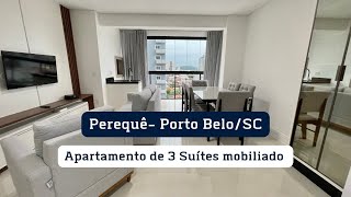 APARTAMENTO MOBILIADO EM BALNEÁRIO PEREQUÊ - PORTO BELO/SC | 3 SUÍTES | PISCINA | 80 METROS DO MAR