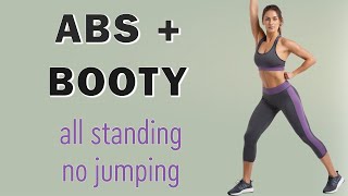 20 Min ABS + BOOTY -- CARDIO WORKOUT🍑 All Standing No Jumping No Equipment (16 exercises)