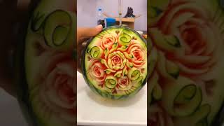 Beautiful Flower With Leaves - Watermelon Curving