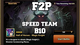 DARK MAGIC KNIGHT HALL OF HEROES (LANETT) F2P B10 SPEED TEAM 100% SAFE *Summoner War*