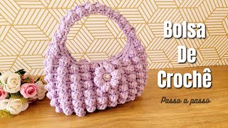 BOLSA DE CROCHÊ NUVEM MINHA VERSÃO EM FIO DE MALHA COM PONTO PIPOCA / crochet claud bag