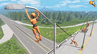 ДОРОЖНЫЕ РАБОЧИЕ ЧИНИЛИ СТОЛБ, КОГДА В НЕГО ВЛЕТЕЛА МАШИНА | BeamNG.drive