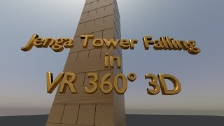 Jenga tower falling in slow motion VR 360° 3D CardBoard