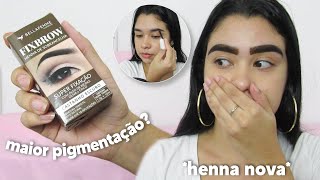 Usando uma NOVA HENNA | Bella Femme fixbrow 🤎 cor castanho escuro | MAIOR PIGMENTAÇÃO