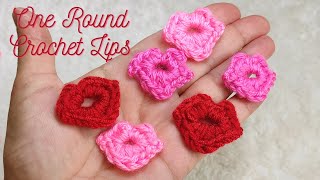 HOW TO CROCHET LIPS EASY PATTERN | ONE ROUND CROCHET LIPS | CROCHET LIPS PATCH APLIQUE