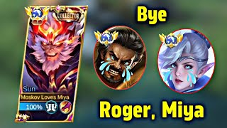 GOODBYE ROGER, MIYA | SUN DAMAGE BUILD🔥 |  TOP GLOBAL SUN BEST BUILD & EMBLEM - MLBB