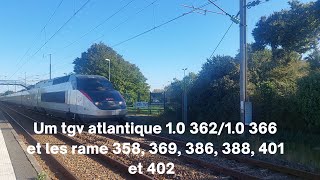 Spot en bretagne#167, Um tgv atlantique 1.0 362/1.0 366 et les rame 358, 369, 386, 388, 401 et 402