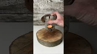 wood cookie mounted rebar horseshoe mason jar holder - Tea light #shorts #diy #shortvideo #short